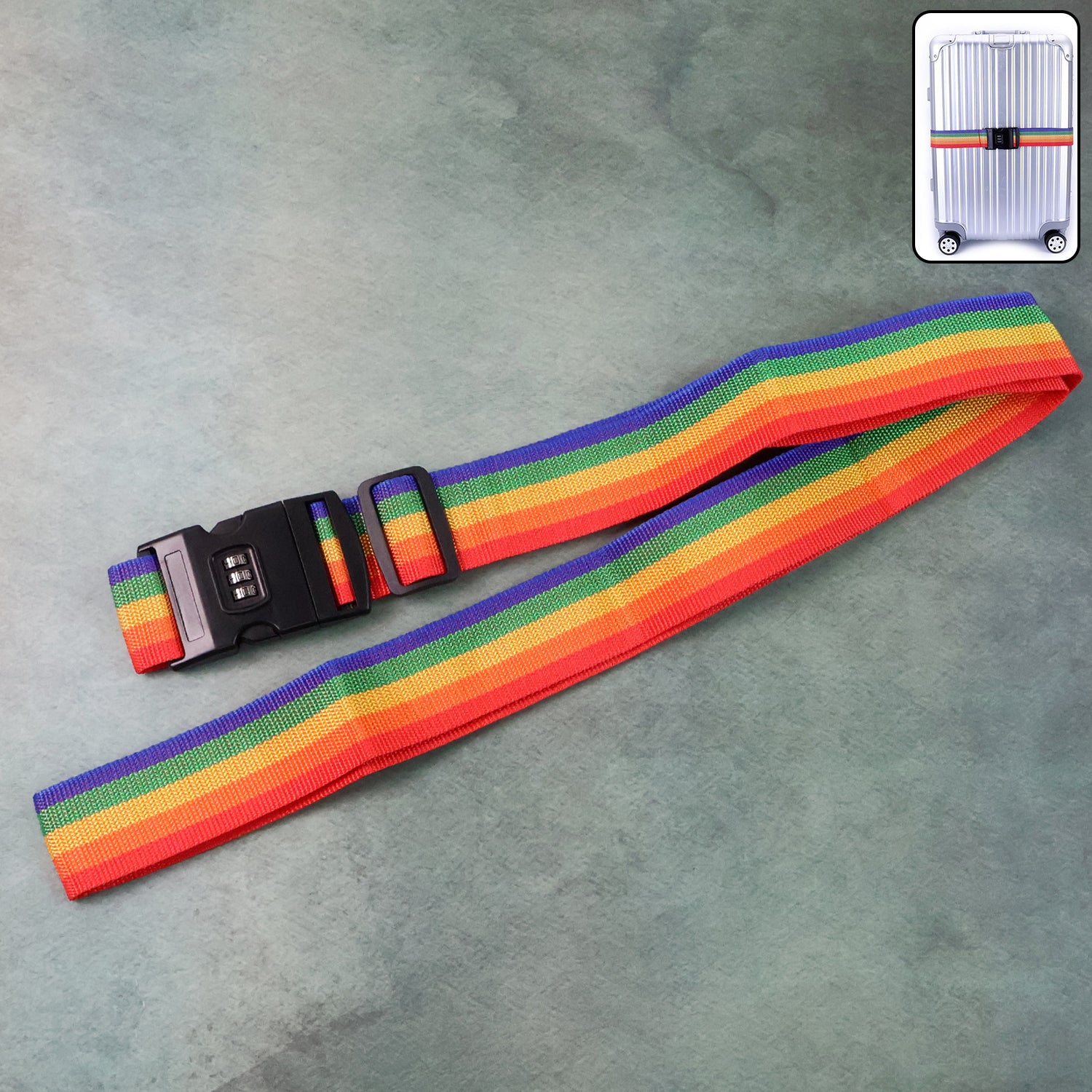 Heavy-duty rainbow webbing with a 3-digit code lock by Wukusy, suitable for home improvement and security applications.