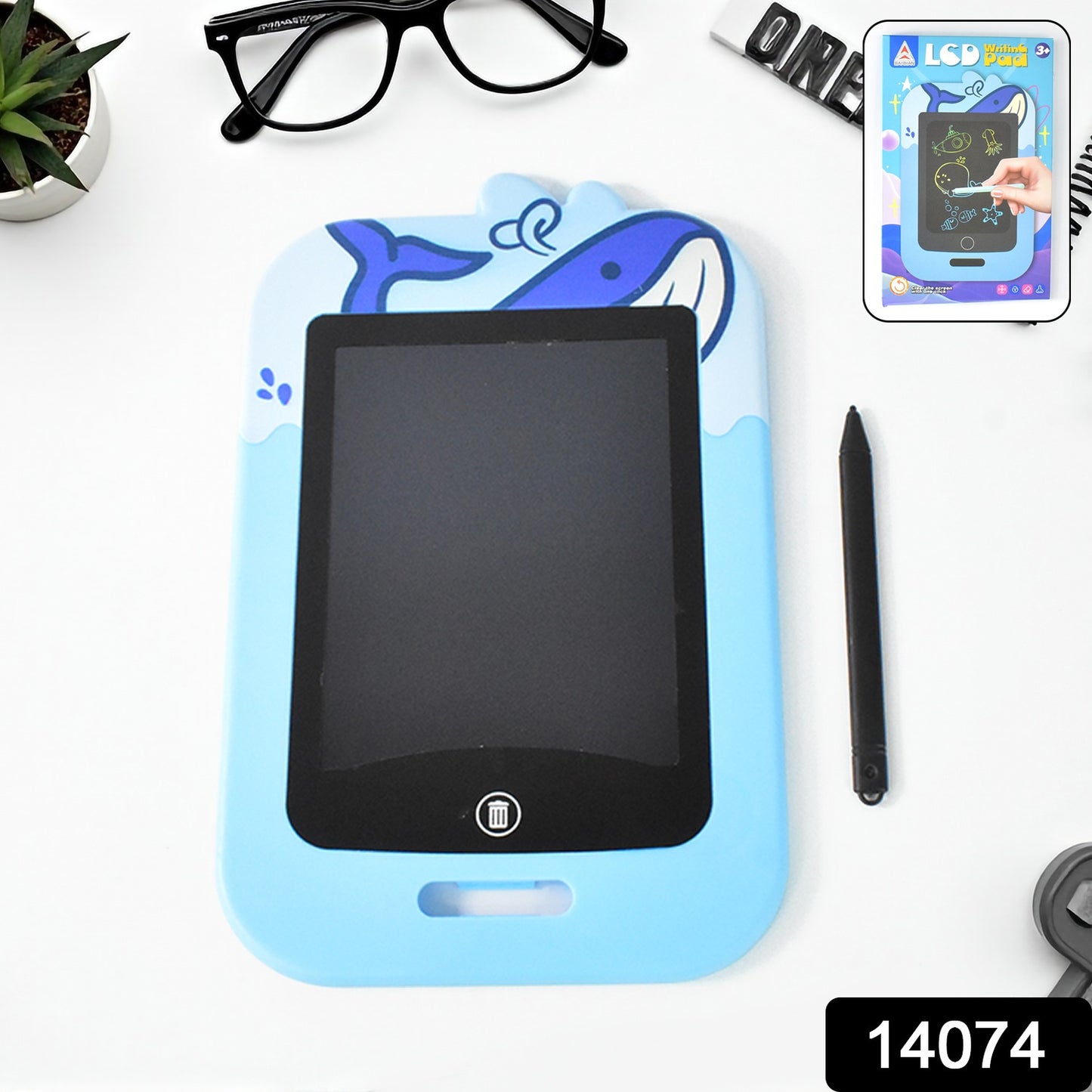 Wukusy portable LCD writing tablet with sleek design, black screen, and white frame for easy digital note-taking and drawing.