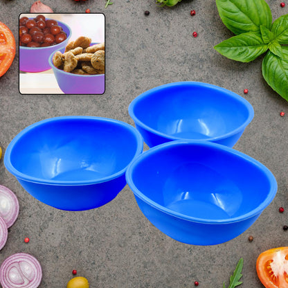 Set of three BPA-free plastic bowls by Wukusy for cereal, salad, or soup, microwave and dishwasher safe, in vibrant colors.