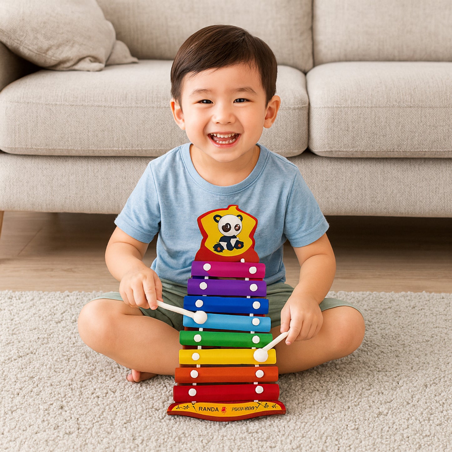 Colorful kids' musical xylophone toy by Wukusy with bright, colorful bars and a wooden frame for children’s musical play