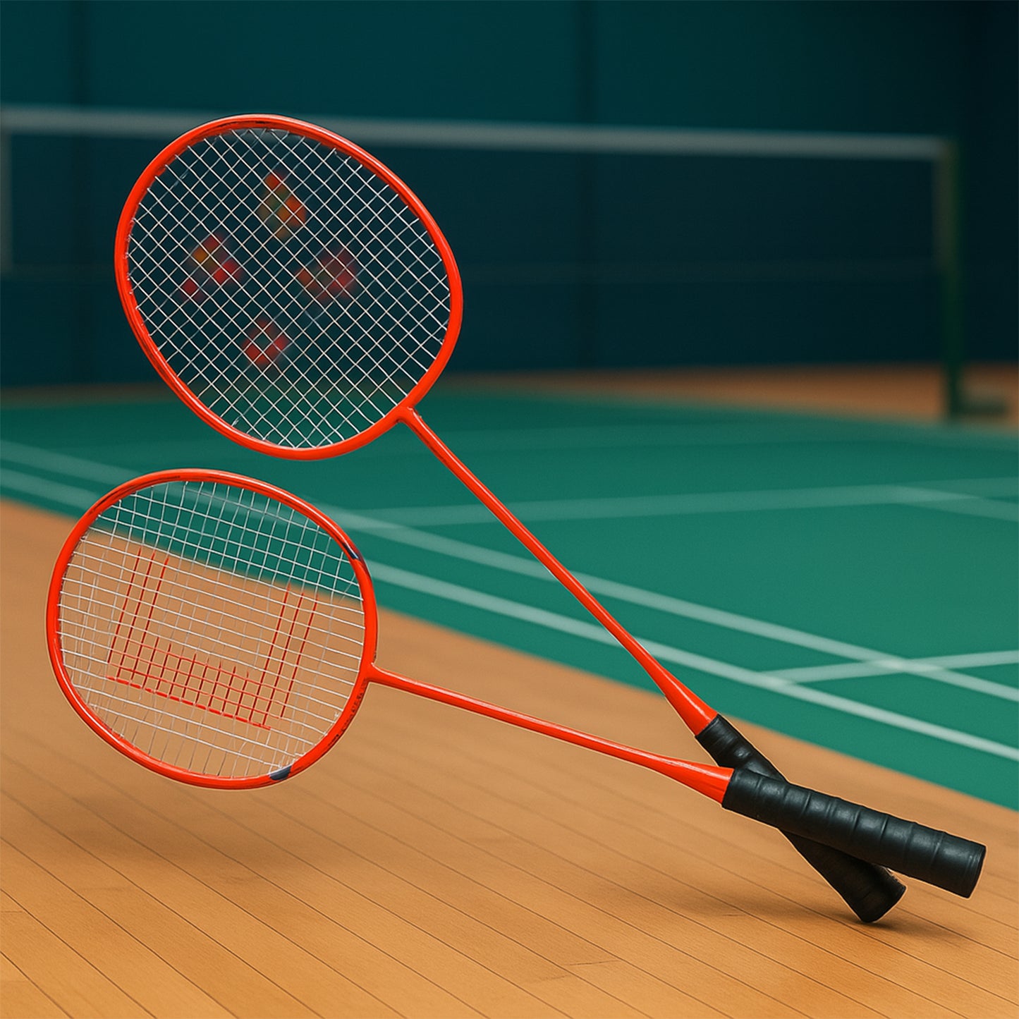 Wukusy lightweight kids badminton racket set with two rackets and carry bag, designed for children’s outdoor play and practice.