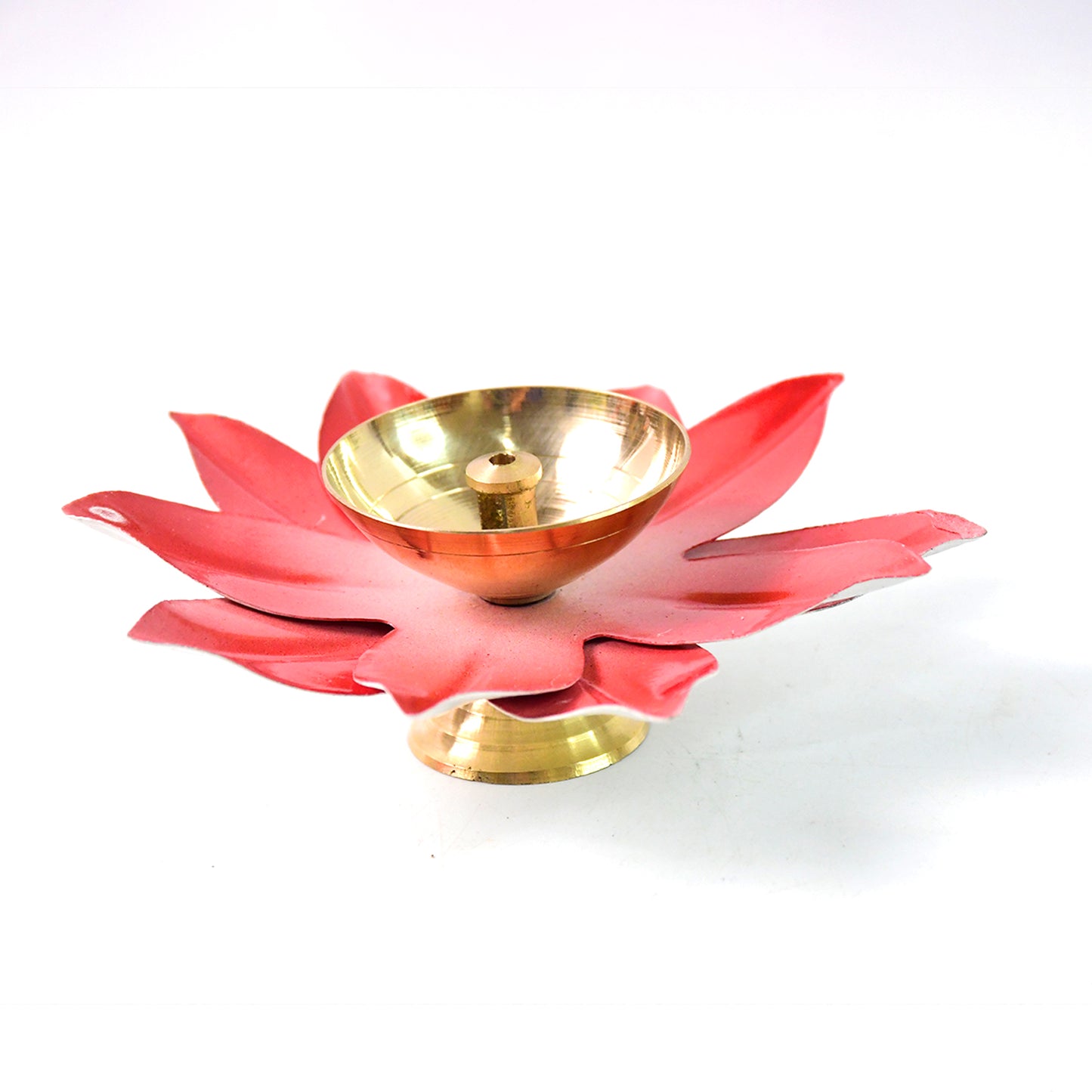 Lotus-shaped brass oil diya for home decor, featuring intricate design and traditional craftsmanship by Wukusy.