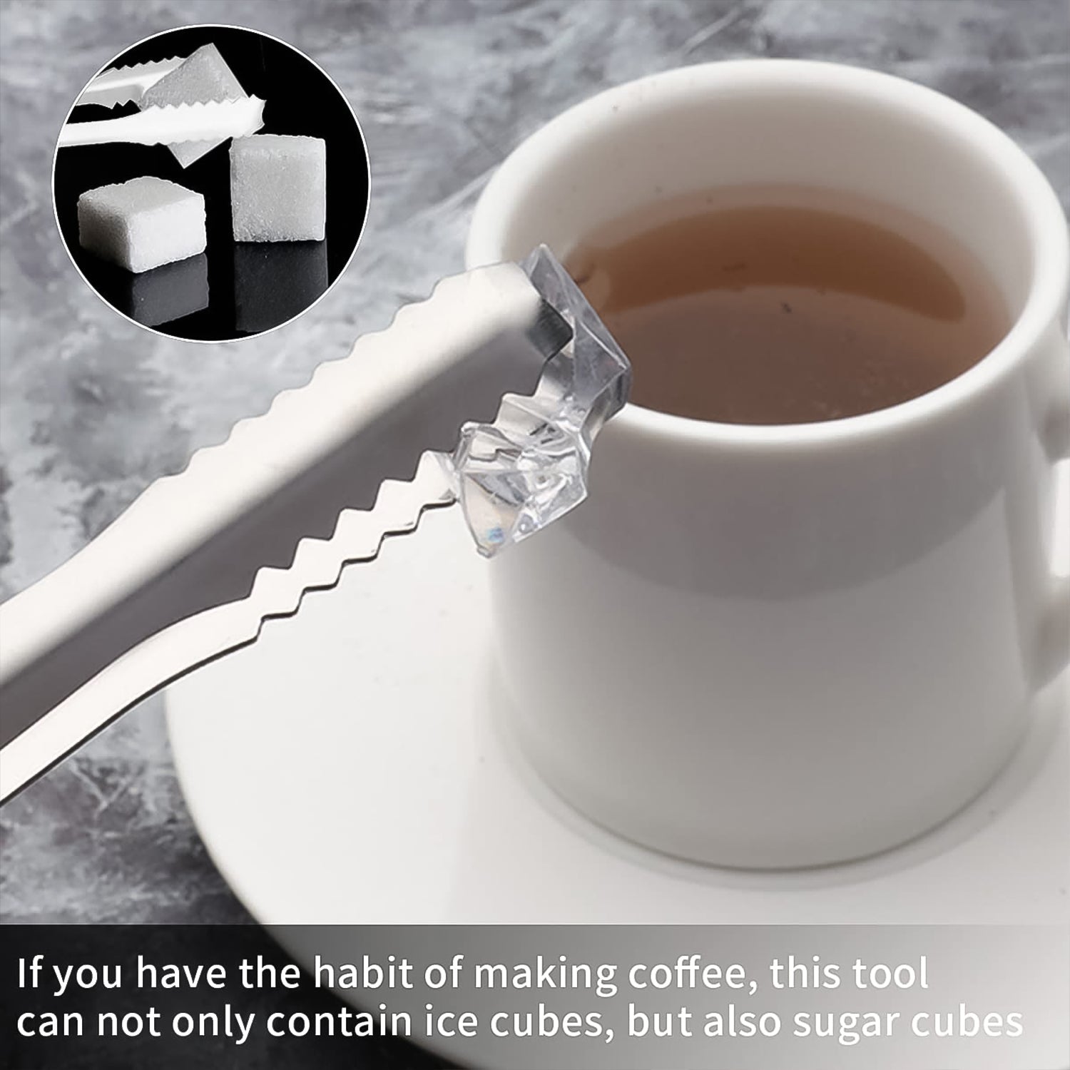 Wukusy stainless steel ice and sugar cube serving tongs, 13 cm, with a sleek design, ideal for kitchen and beverage service.