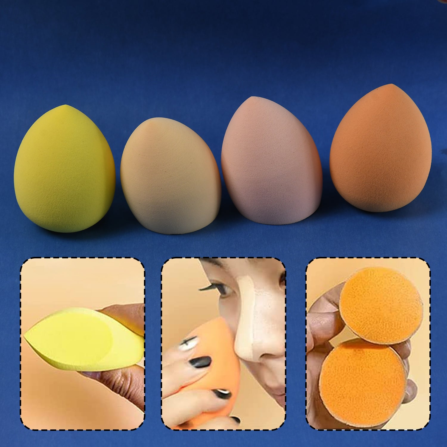 Wukusy makeup sponge set with four applicators in a case, ideal for liquid, cream, and powder makeup application.