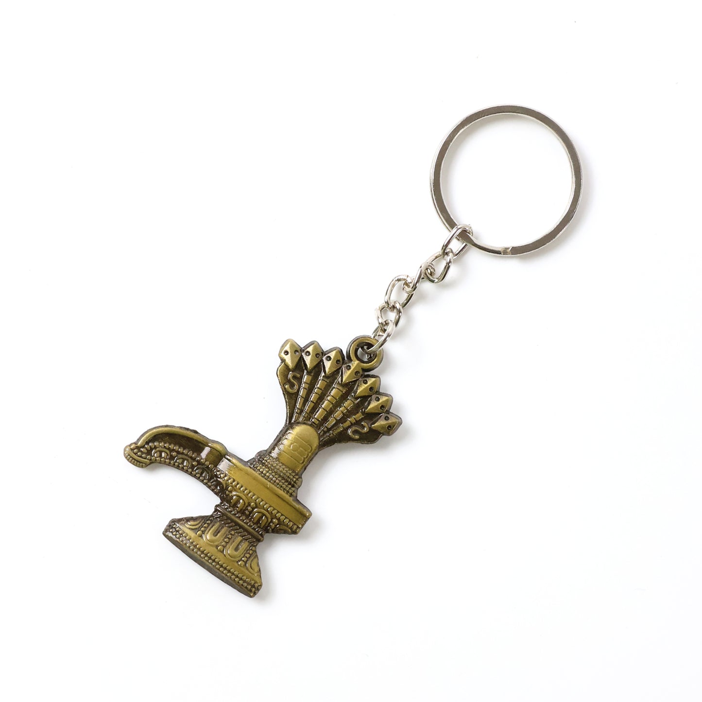 Antique Lord Shiva Shivaling metal keychain with intricate design, featuring a traditional Hindu symbol and craftsmanship.