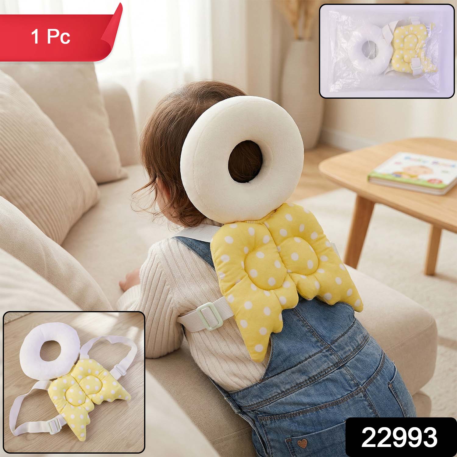 Small baby head protector safety cushion by Wukusy, soft foam padding with adjustable straps for gentle head protection.