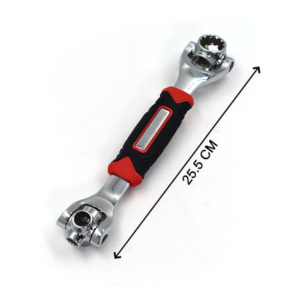 Wukusy 9044 48-in-1 universal car repair socket wrench with square, hex, and Torx heads, 360-degree fixed hand tool.