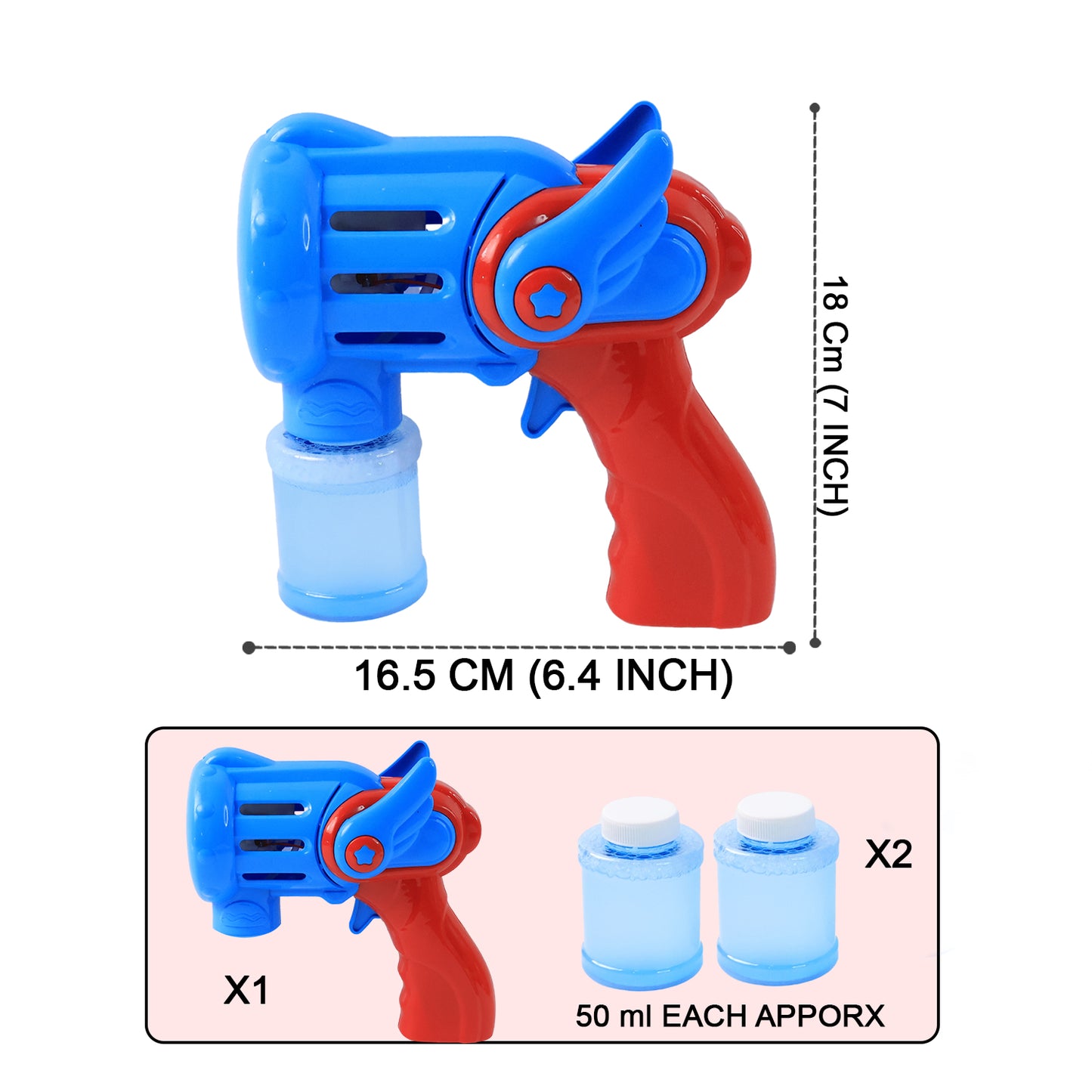 Wukusy rechargeable bubble gun toy for kids with colorful design, set includes bubble solution and a playful, child-friendly appearance.