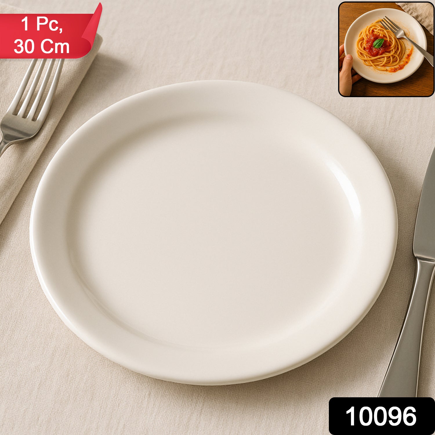 Wukusy premium round dinner plate, 30cm, ceramic, white, smooth surface, perfect for serving meals in home and kitchen settings