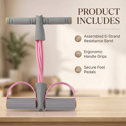 Wukusy portable resistance exerciser with pull rope and foot pedal support, compact fitness equipment for strength training.