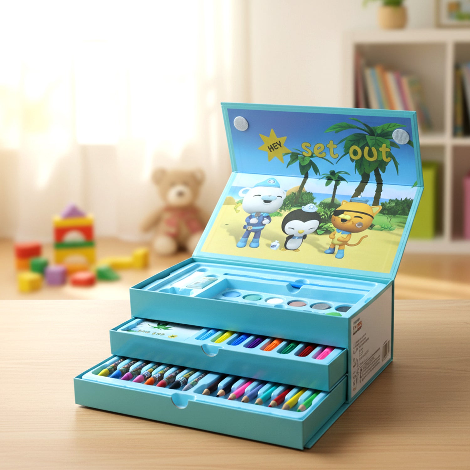 Wukusy kids drawing kit box with colorful crayons and drawing tools, ideal for young artists' creative projects