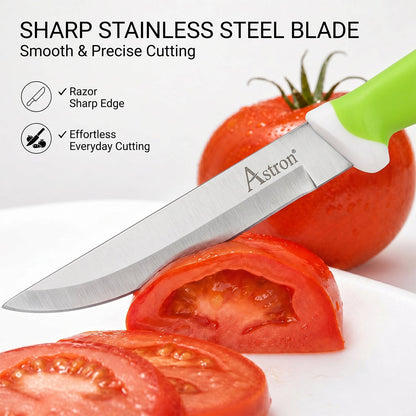 Wukusy 9-inch stainless steel kitchen knife with plastic handle, showcasing its sharp blade and ergonomic grip.