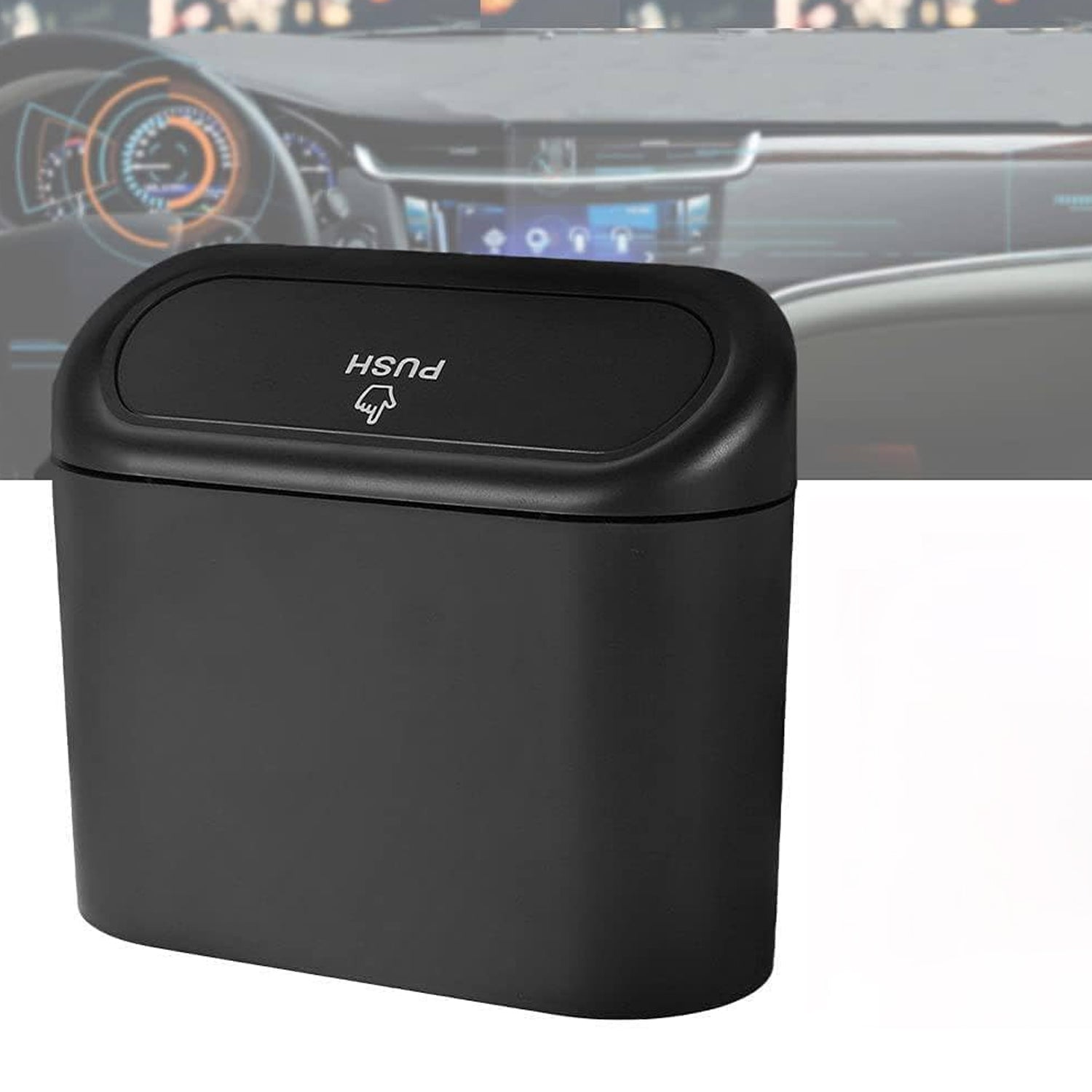 Wukusy mini waterproof car trash can with lid, compact storage bin for keeping your vehicle tidy