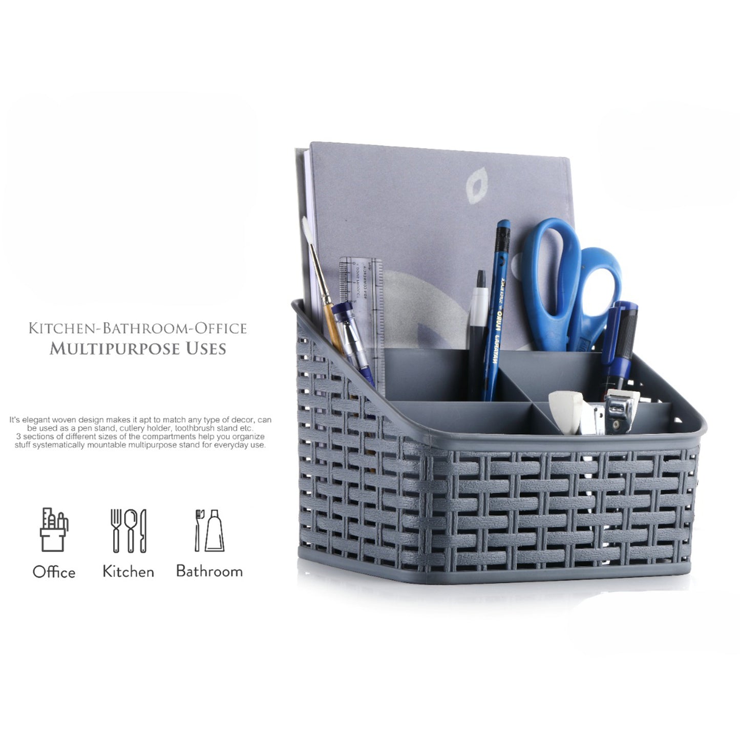Wukusy Apex Premium Multipurpose Office Divider Holder with 5-section compartments for organizing desk accessories and stationery.