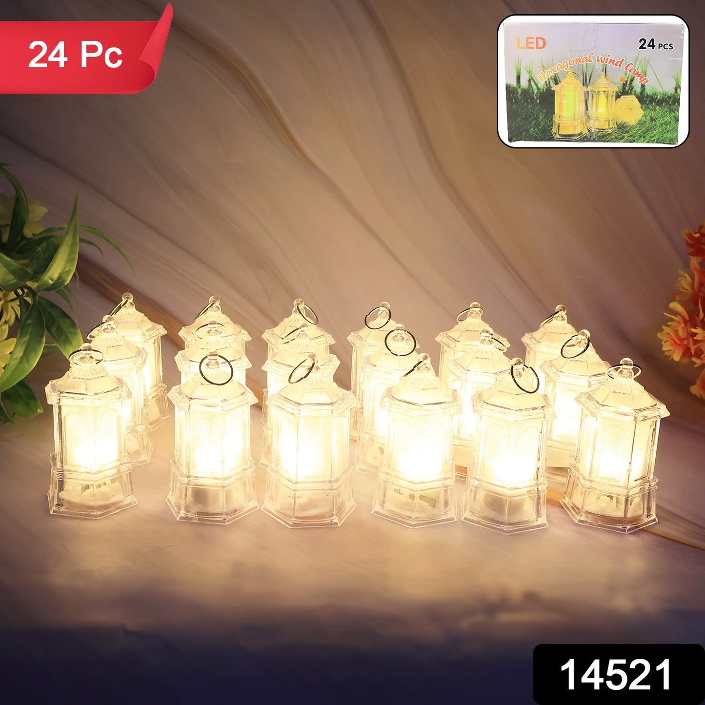 Set of 24 Wukusy LED decorative lantern lights with candle design, perfect for enhancing home decor and ambiance.