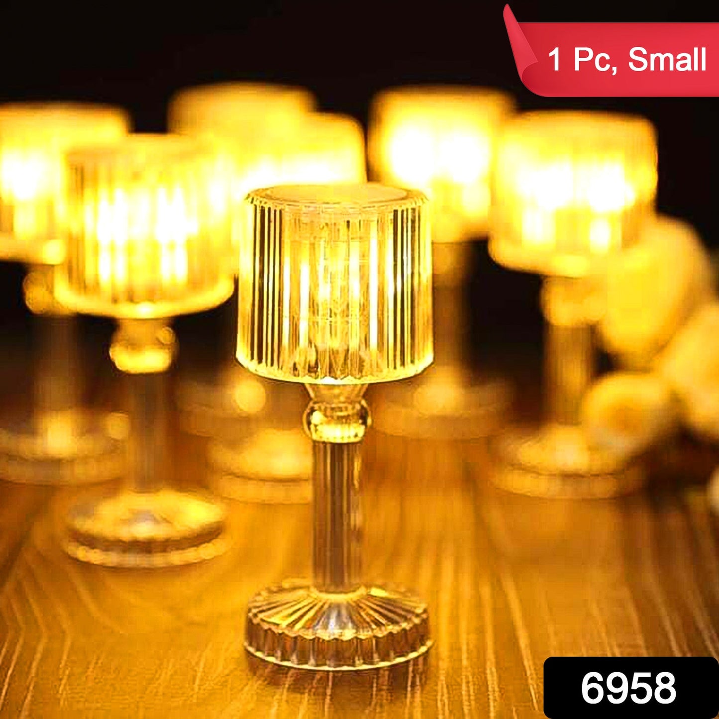 Wukusy mini acrylic LED desk lamp with portable crystal design, small table lamp for home decor, illuminated and stylish.