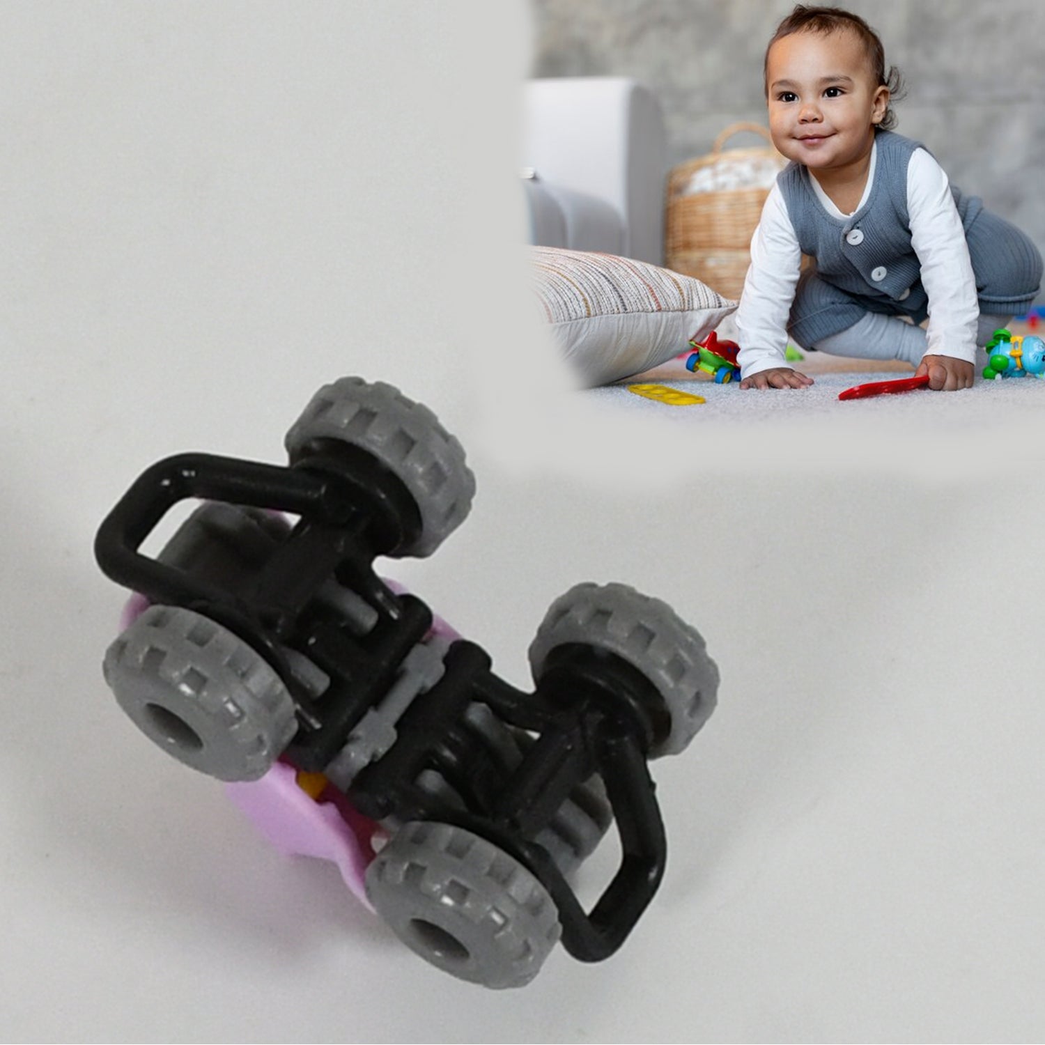 Wukusy 1946 Mini Monster Trucks toy set featuring friction-powered cars with big plastic tires for kids, perfect for play and gifts.