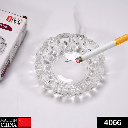 Round glass crystal cigar ashtray with Wukusy branding, ideal for home or office decor, indoor or outdoor use.