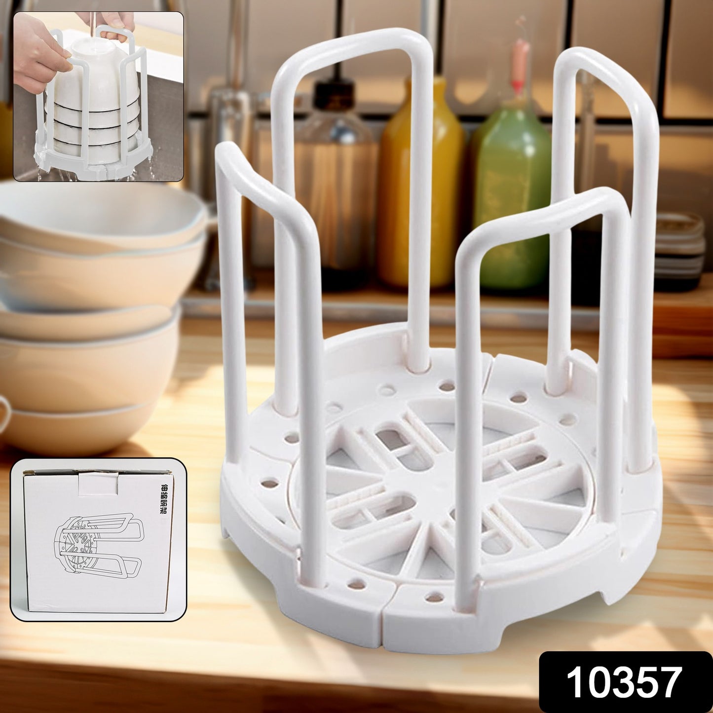 Wukusy plastic bowl holder and organizer drain rack for kitchen, holding bowls to dry and keep counters tidy.