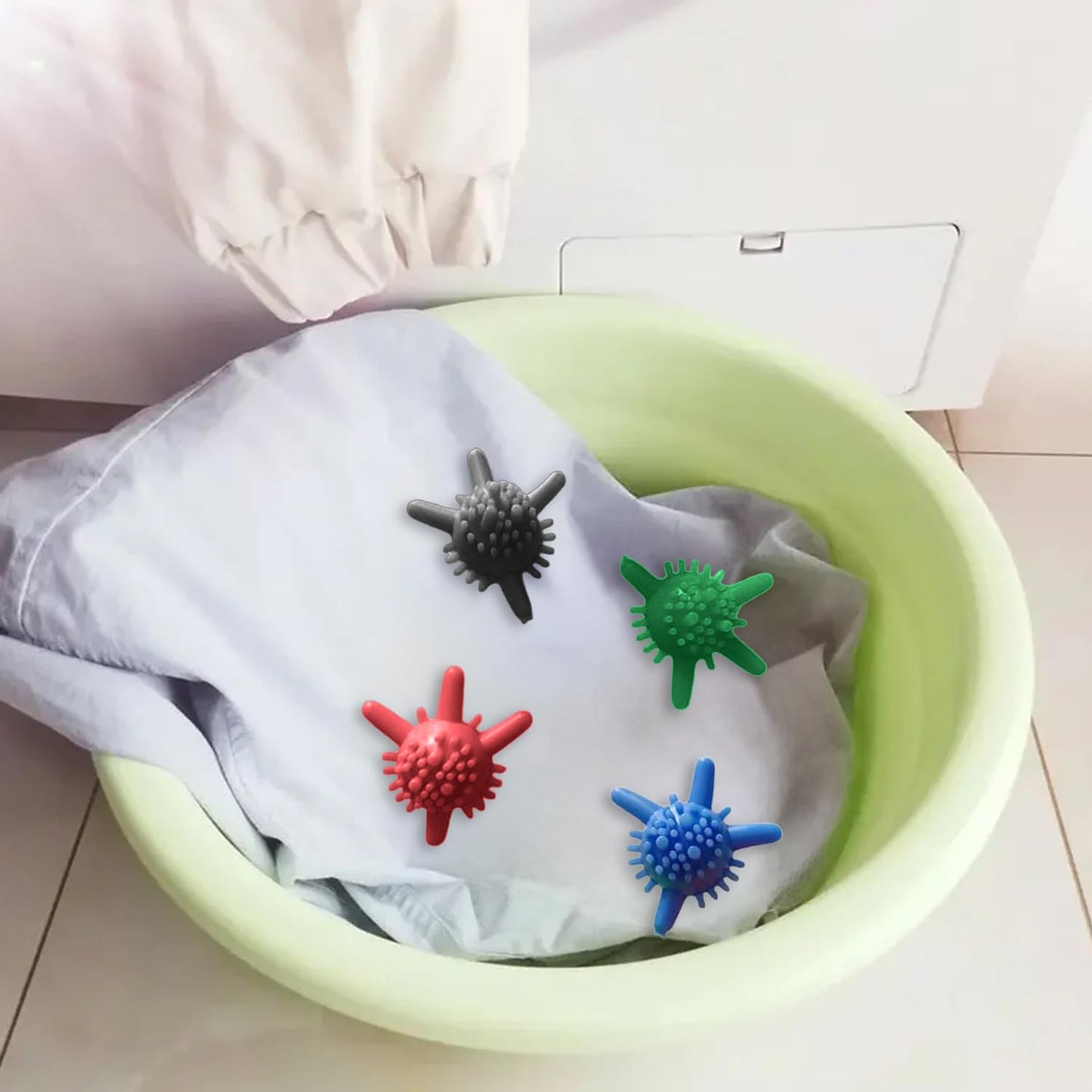 Set of six Wukusy laundry washing balls for eco-friendly, effective laundry cleaning and fabric softening in washing machines.