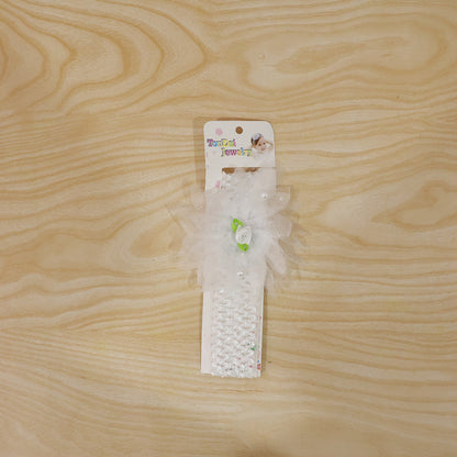 Soft elastic floral baby headband by Wukusy featuring a stylish, stretchable design with colorful flower accents.