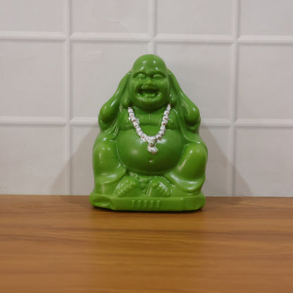 Wukusy Laughing Buddha coin bank, a ceramic money saving box with a smiling Buddha design for saving coins.