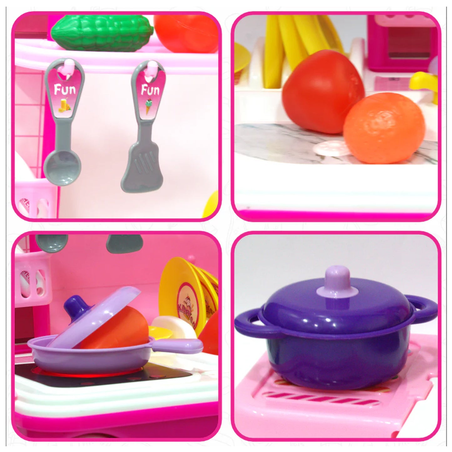 Wukusy 3-in-1 kids' kitchen play set with pretend utensils and accessories in a portable suitcase for imaginative play
