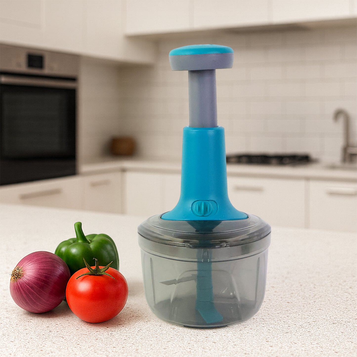 Wukusy Supermom Premium Tringo Push Chopper for home and kitchen, featuring a compact design and ergonomic handle for easy chopping.