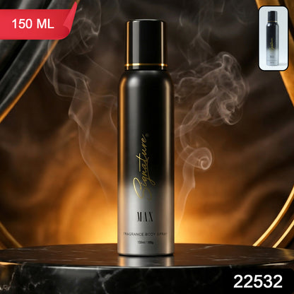 Wukusy Signature Premium Max Fragrance Body Spray 150ml bottle with sleek design and floral accents on the label.