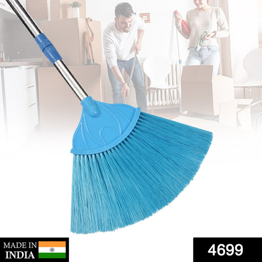 Wukusy 4699 broom with long stainless steel rod and extendable cobweb cleaner stick for home cleaning tasks.