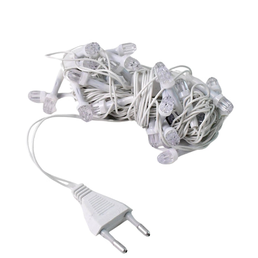 Multi-color LED decorative string light by Wukusy, 8 meters long, with glowing LED bulbs for festive or ambient lighting.