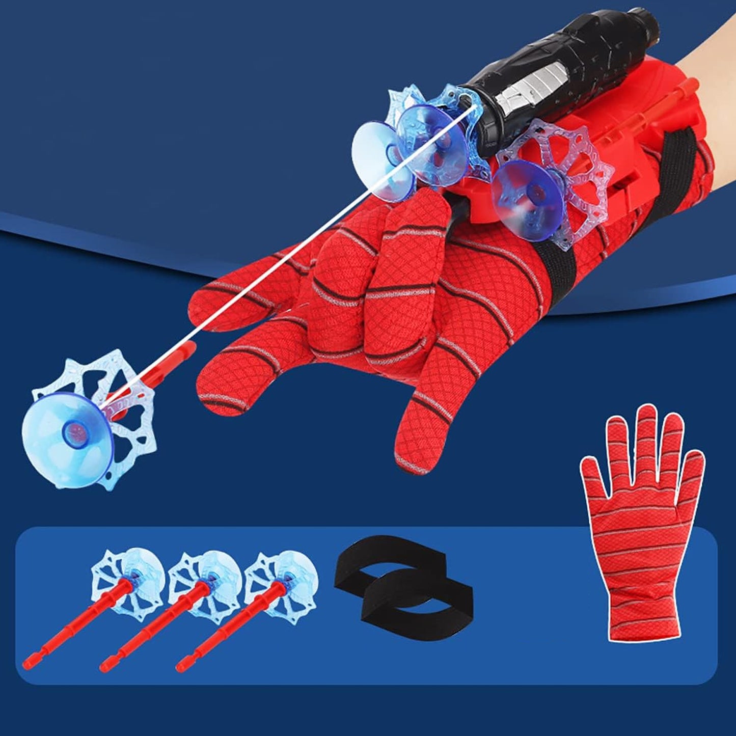 Wukusy Web Shooter toy for kids, superhero role-play gloves with sticky wall launcher and soft foam bombs for children’s fun.