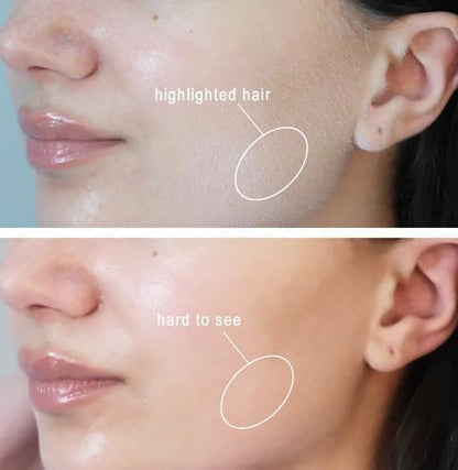 Drpshippr hair identifier spray for face shaving and dermaplaning, showing the skin and spray bottle in a beauty and personal care setting.