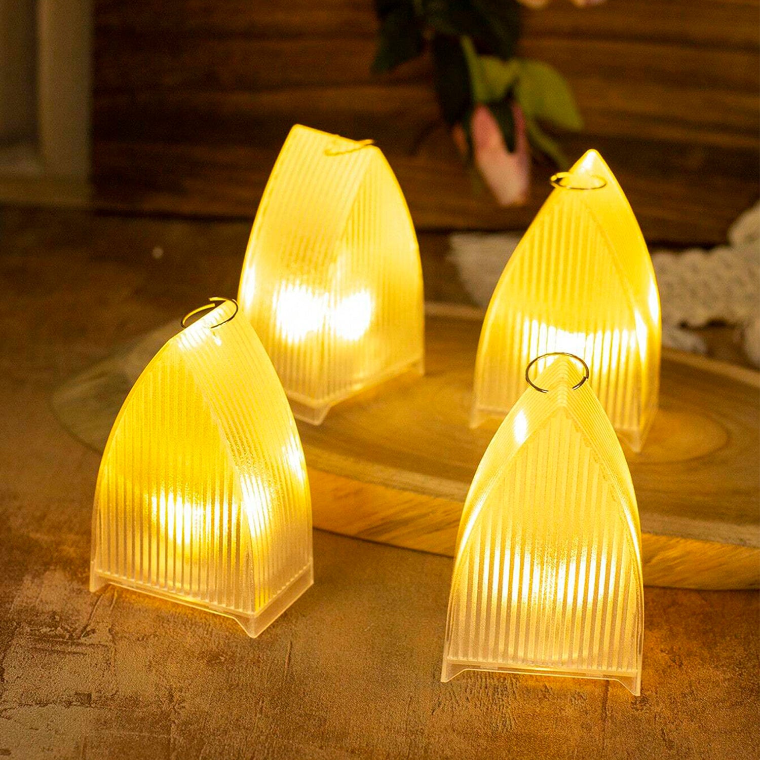 Set of 24 transparent decorative LED candle lights by Wukusy, ideal for home decor and creating a cozy ambiance.