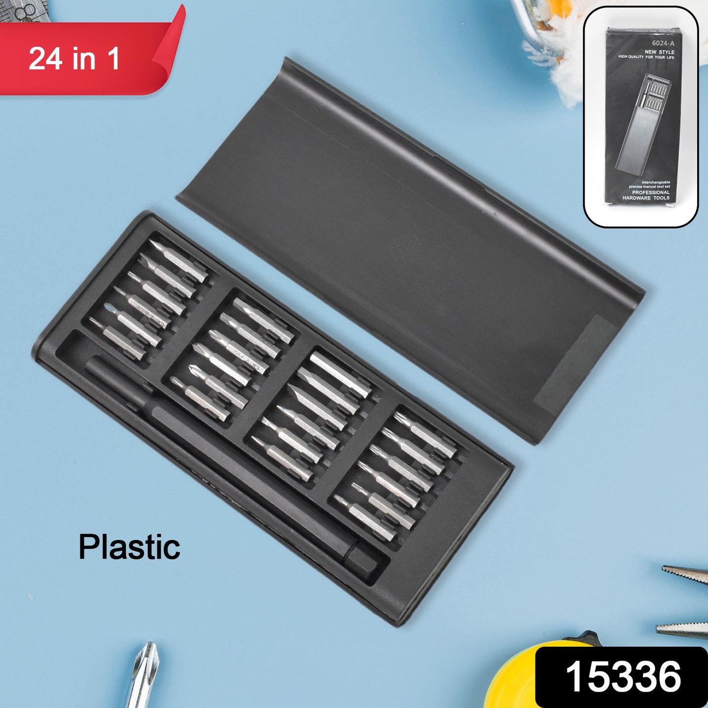 Wukusy Plastic 24-in-1 precision screwdriver set with multiple interchangeable bits and ergonomic handle