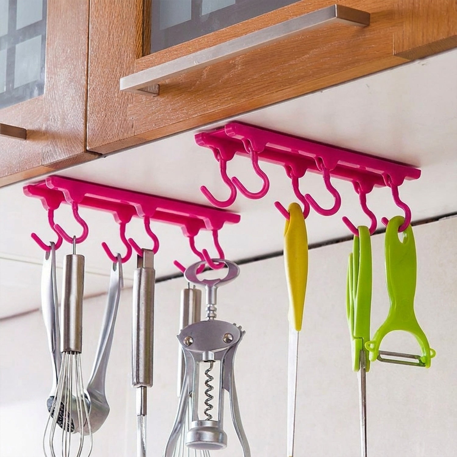 Wukusy multipurpose folding hanger hook organizer, black plastic, compact design for hanging clothes, bags, or accessories.