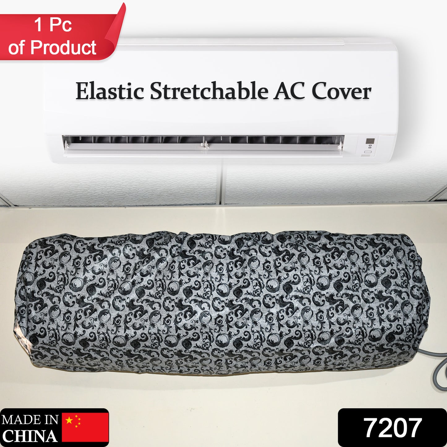 Wukusy 7207 stretchable ac cover protecting from dust, insects, and corrosion, winter-friendly home improvement accessory.