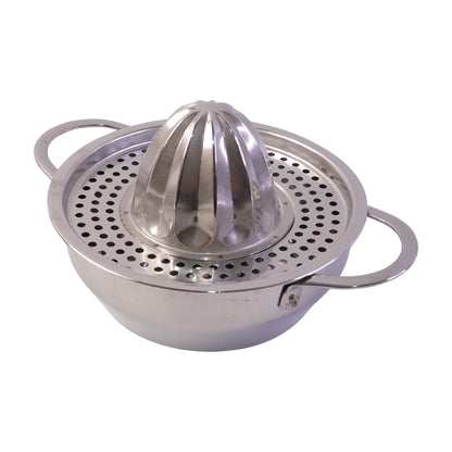 Wukusy stainless steel citrus juicer with manual hand press for fresh juice extraction on a clean countertop
