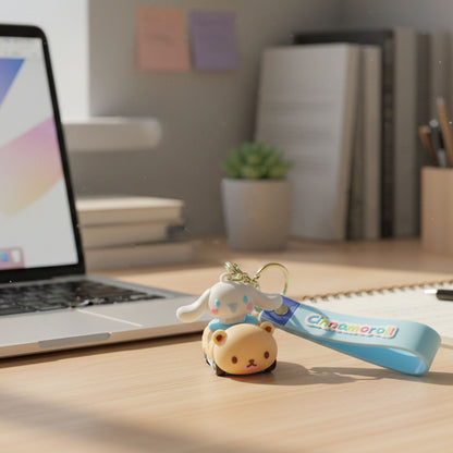 Cute cartoon dog character silicone keychain by Wukusy featuring a colorful, playful dog design on a keyring.