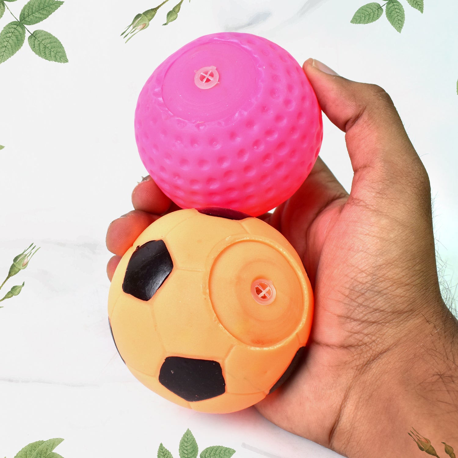 Set of three soft squeeze balls for kids by Wukusy, colorful toy balls perfect for play and stress relief for children.
