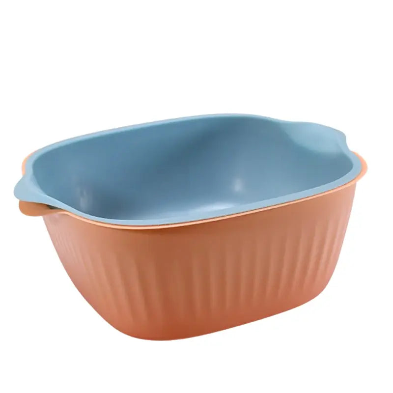 Ekom plastic kitchen washing bowl with integrated strainer and drainer basket for home kitchen use, suitable for food prep and cleaning.