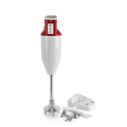 Seasons Cello Blend-N-Mix HB BNM Red 200-Watt hand blender with red handle and stainless steel blending attachment.