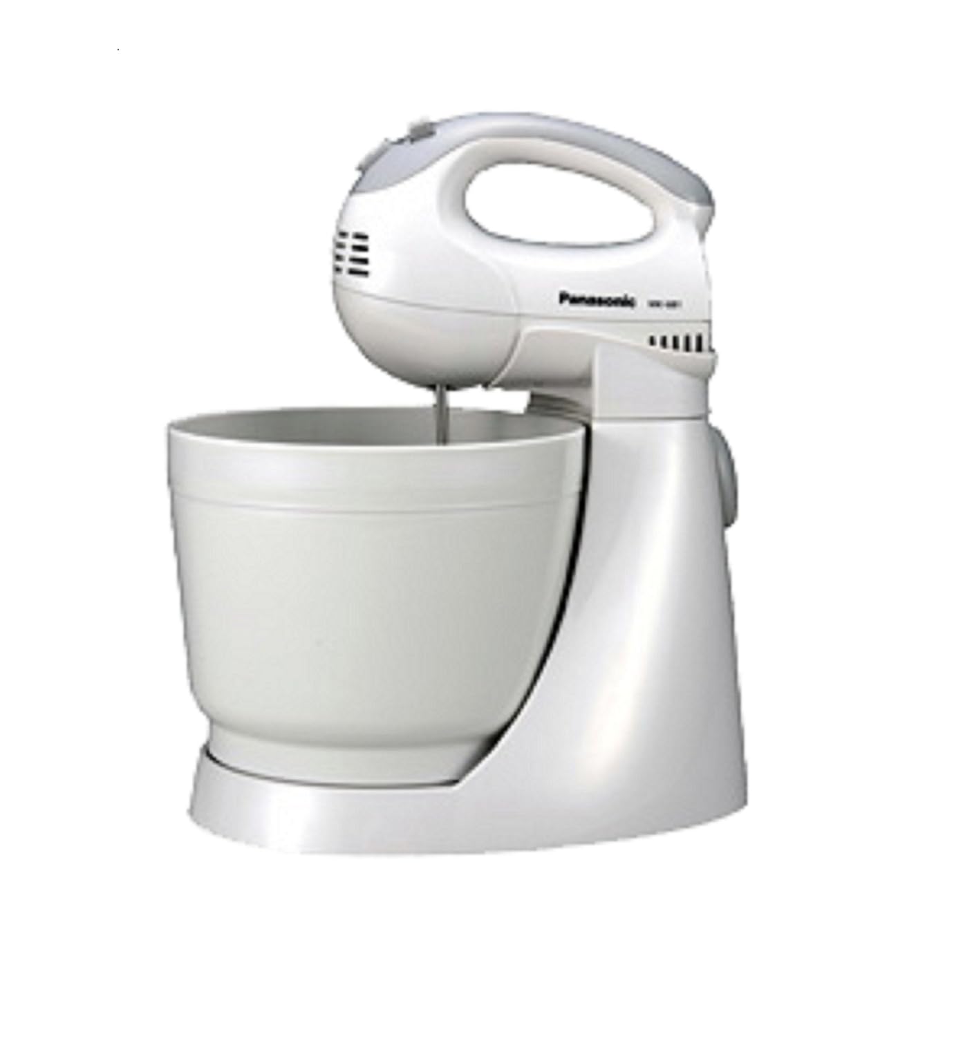White Panasonic MK-GB1WSM 200W hand blender by Seasons with a sleek design and stainless steel blending arm.