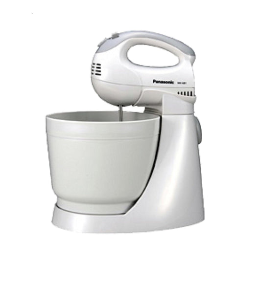 White Panasonic MK-GB1WSM 200W hand blender by Seasons with a sleek design and stainless steel blending arm.