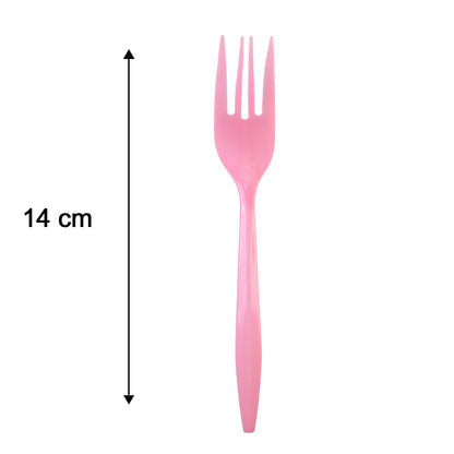 Set of 24 multicolour reusable plastic forks by Wukusy, unbreakable dinner forks for casual dining and picnics.