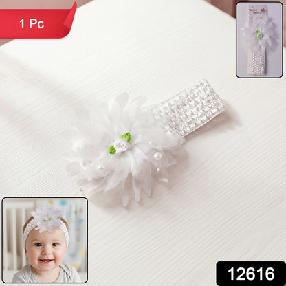 Wukusy floral baby headband, soft elastic stretchable hair band with cute floral design, perfect for infants and toddlers.