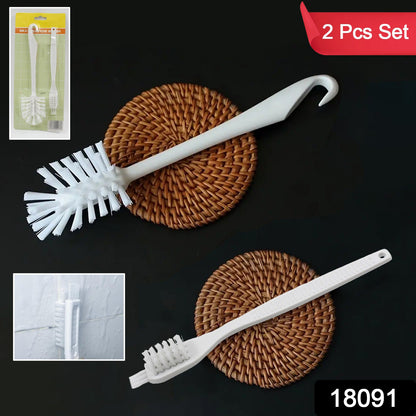 Set of two Wukusy multifunctional cleaning brushes for home improvement, featuring durable bristles and ergonomic handles.