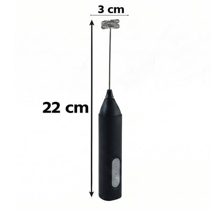 Wukusy handheld electric milk frother with battery, coffee foam maker and whisk mixer for creamy latte and cappuccino foam.
