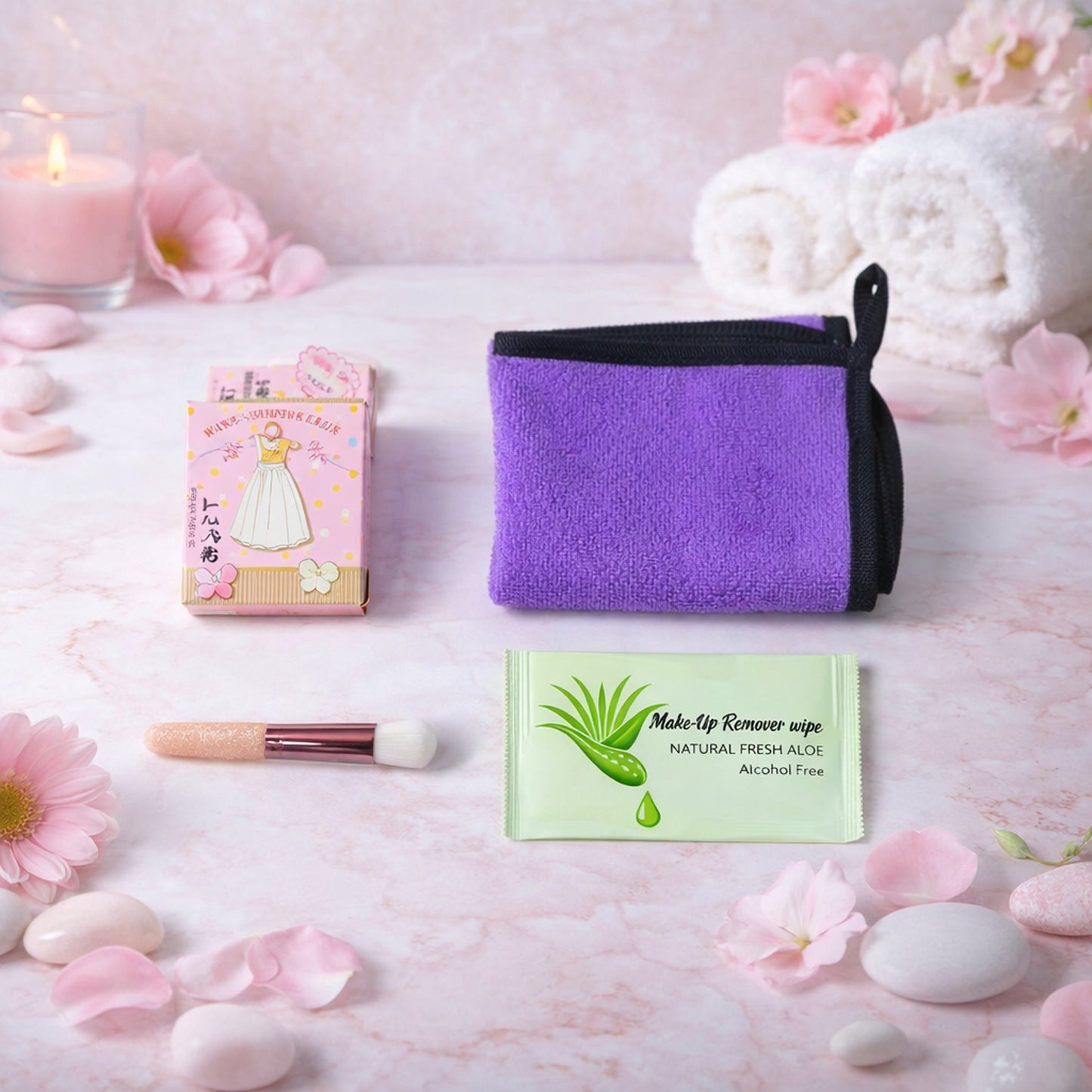 Wukusy 4-in-1 beauty care essentials gift set with skincare, tools, and accessories arranged neatly in a gift box.