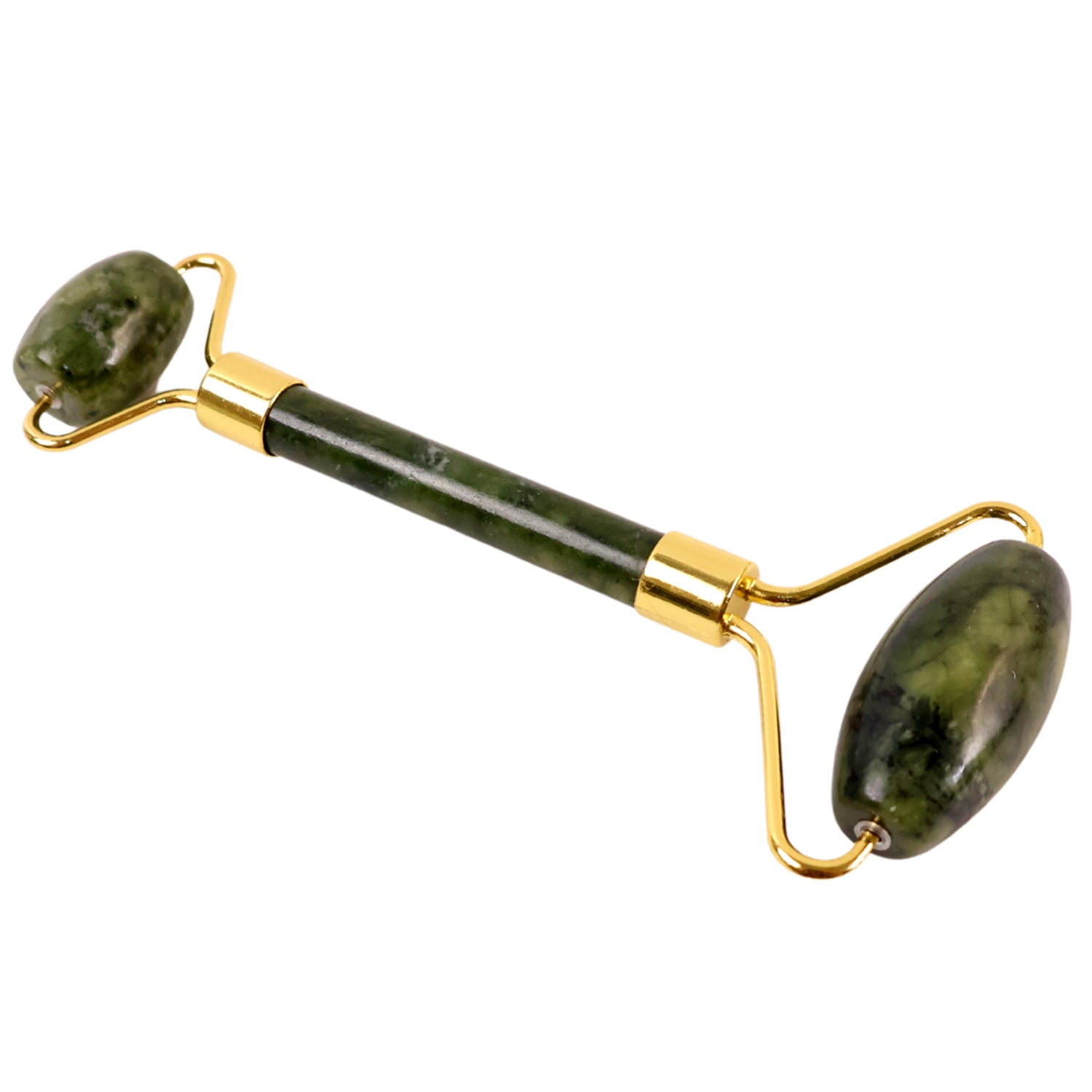 Wukusy dual-headed jade facial massage roller with two roller heads for soothing facial massage and skin rejuvenation.